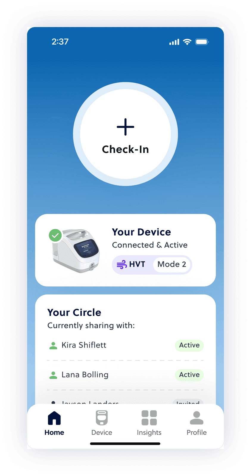 Vapotherm 2 home screen